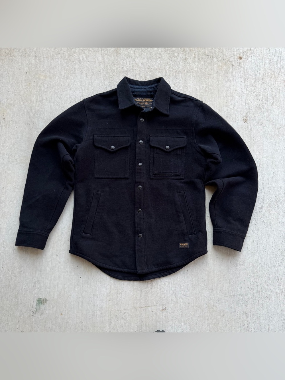 Filson Beartooth Camp Jacket Men Size XS Black Snap Button Heavyweight
